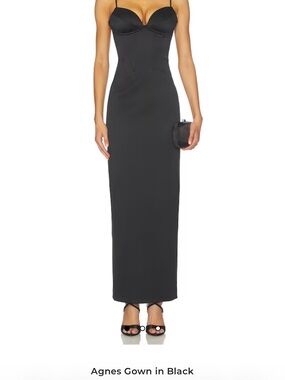 NBD Black Satin Column Gown